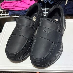 Puma Women’s Classic Black Slip-On Loafers Platform Athleisure